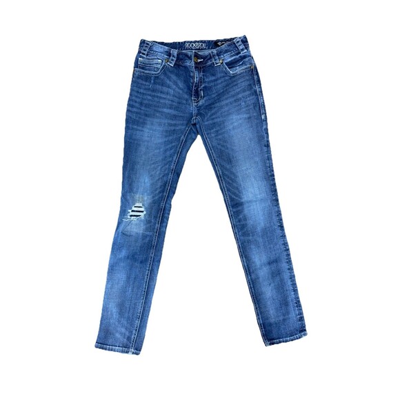 Rock & Roll Cowgirl Western Jeans Mid Wash Boyfriend Skinny Denim Womens 27 X 34 - Picture 3 of 5